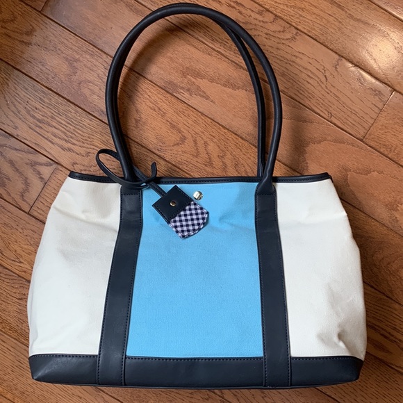 Talbots Handbags - Talbots Colorblock Canvas Satchel Tote Bag